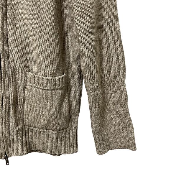 Inis Meain Mens Wool Cashmere Full Zip Sweater Size S Tan Patch Elbows Ireland - Picture 4 of 7